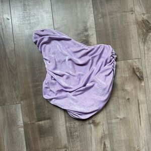 Purple Ruched Sleeveless Crop Top